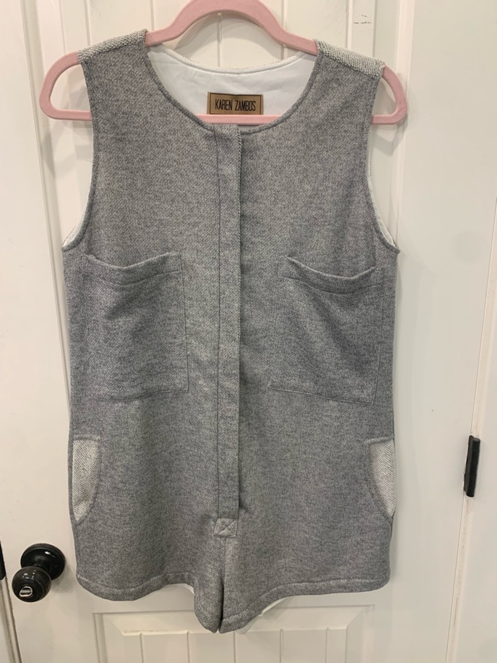NWT Karen Zambos Colton Jumper Size S Grey Cotton Knit Sleeveless Romper